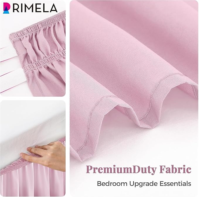RIMELA Baby Purple Bed Skirt King Size 15 Inch Drop, Elastic Bed Skirting for Bed Base and Frame, Bedding Dust Ruffle Easy to Install, Lightweight Wrap Around Adjustable Bedskirt