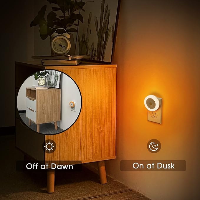 Amber Night Light Orange, LED Night Lights for Kids 4 Pack | Plug in Night Light, Hallway Lights, Wall Light, Nightlight for Adult, 0.6W 60LM