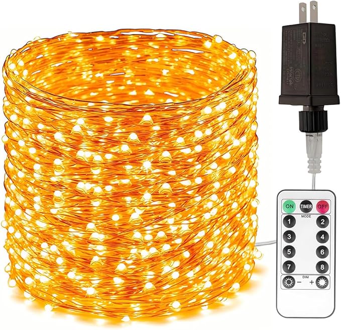 Plug in Extra Long Fairy Lights with Remote 400FT 1200 LED Waterproof Warm White Copper Wire Twinkle String Lights for Indoor Outdoor Christmas Tree Bedroom Wedding Birthday Party Girl's Room