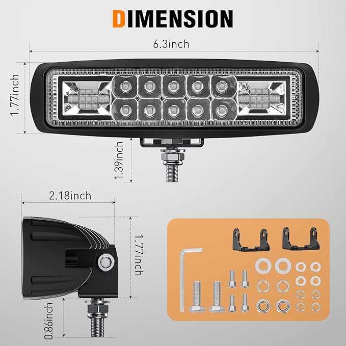 Nilight 6 Inch Blue LED Light Pods 2 PCS 60W Flood Spot Combo Beam Off Road Driving Fog Fishing Hunting Emergency Safety Signal Deck Trailer Lighting for 12V 24V ATV UTV Pickup Truck Tractor Boat