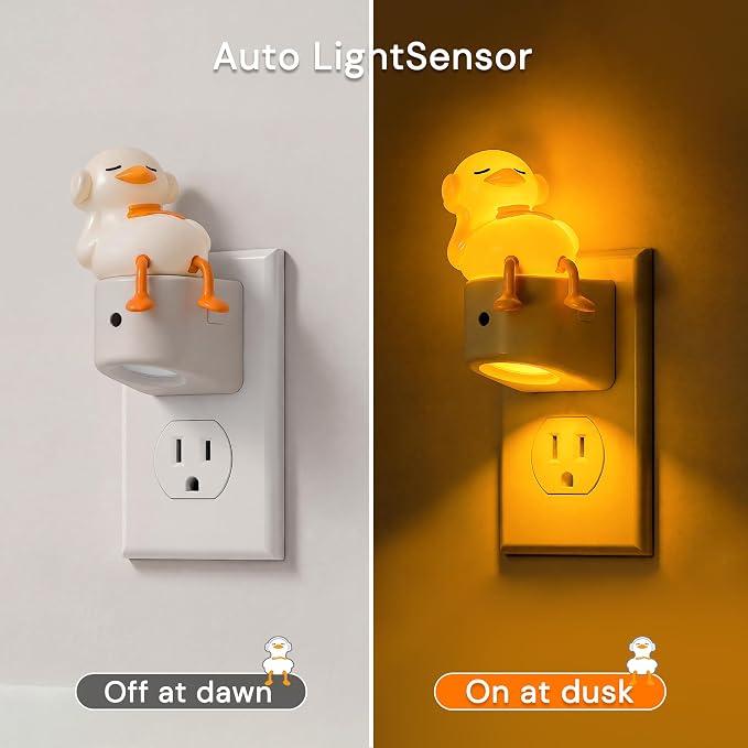 L LOHAS LED Plug-in Night Light for Kids, [2-Pack] Cute Duck, Color Changing | LED Night Light with Dusk to Dawn Sensor, Christmas, Birthday Gift Nightlight for Girls & Kids, Room Decor