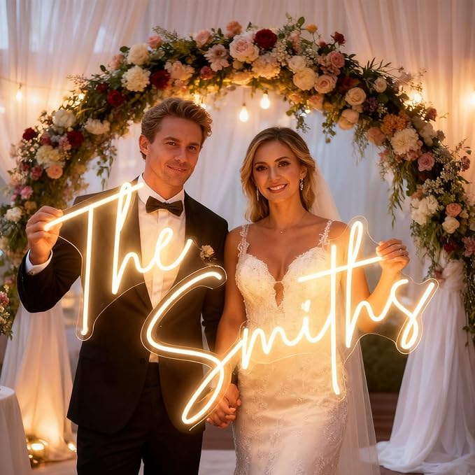 Custom Neon Sign for Wall Decor Personalized LED Neon Wedding Light Sign | Customizable Name Light Up Sign Bedroom Room Decor Aesthetic Birthday Gift