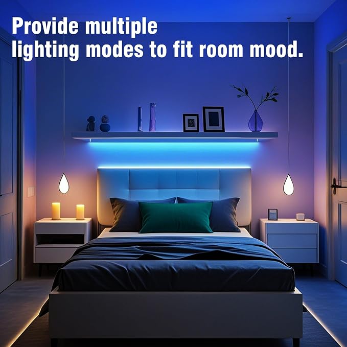 VOLIVO 100FT LED Strip Lights for Bedroom RGB Color Changing | 24-Key IR Remote Control, Smart App Control, Music Sync, Room Home Decor Lighting