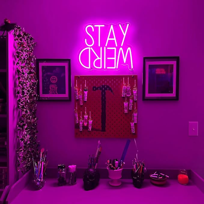 Stay Weird Neon Sign Neon Signs for Wall Decor Neon Light Sign with USB Neon Lights LED Neon Sign for Bedroom Living Room Study Room LED Signs for Wall Decor Birthday Teen Gift