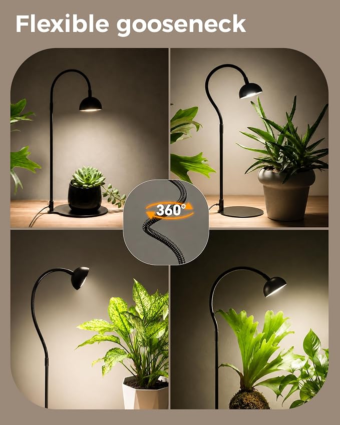 Bamworld Grow Lights for Indoor Plants with Full Spectrum LED Grow Lamp with 3/6/12 Timer Switch Height Adjustable Plant Growing Lamps for Indoor Growing Black
