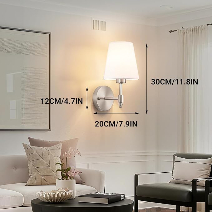 Peel and Stick Wall Sconces, Stick On Wall Sconce Set of 2, Battery Operated Wireless Adhesive Wall Lights, Corn Bulb with 10000mAh Battery, Easy Install for Bedroom Living Room Wall Decor