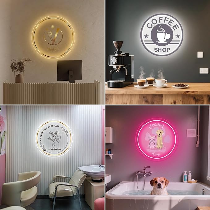 Custom Business Logo Neon Sign,Custom Acrylic Backlit Neon LOGO Signs | Personalized LED Logo Customize Logo for Beauty Salons, Cafes, Offices, Studio Sign, Boutique, Outdoor
