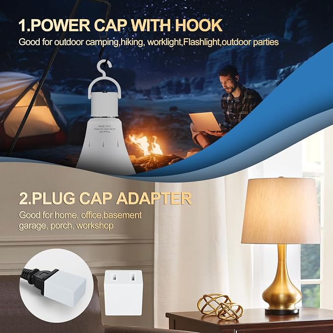 6 Pack Rechargeable Light Bulb,LED Emergency Light Bulb,4Pack WhiteLight Bulbs+2Pack WarmLight Bulbs