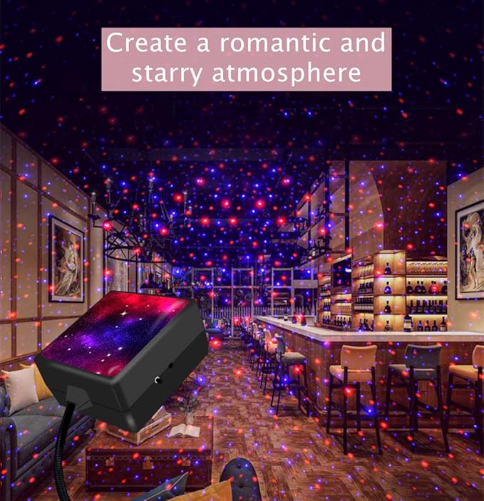 USB Star Projector Night Light Car Roof Light Adjustable Interior Car Light Portable Car LED Light 2 Colors Plug and Play Auto Ceiling Interior Light Star Light for Cars Bedroom Roof Party Home Decor