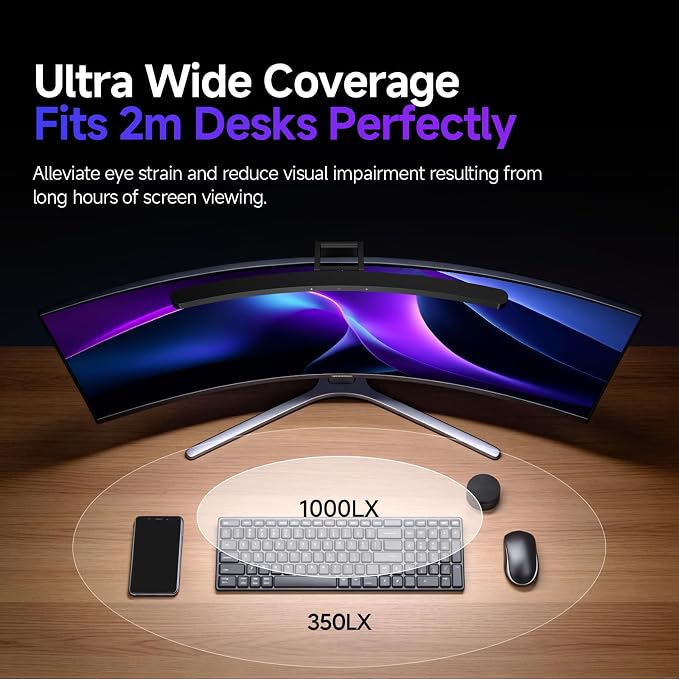 LYMAX Curved Monitor Light Bar with Sensor, Monitor Light with Remote | Backlight for 27"+ Screen, Eye-Care No Glare, Color Temperature Brightness Stepless Dimming, Desk Lamp for Home Office Gaming