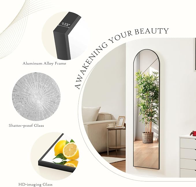 Arched Mirror Full Length, 16"x59" Body Wall Mirror