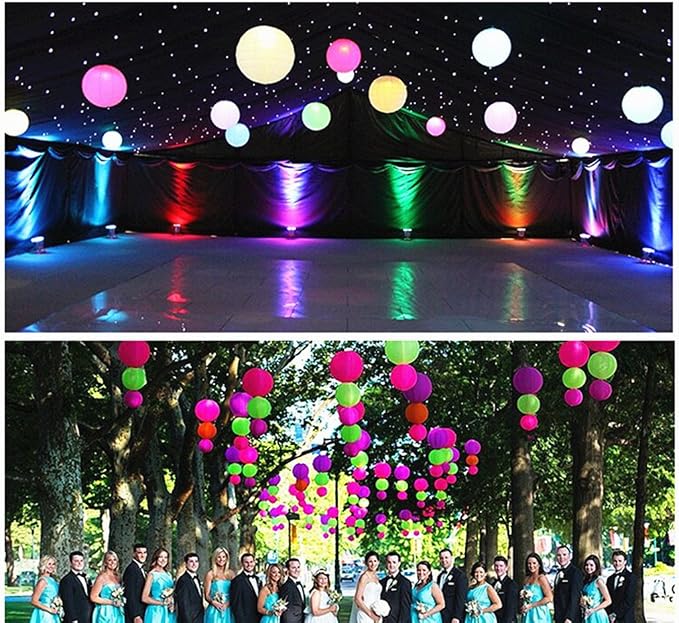 Folding Round Paper Lantern Reusable Chinese/Japanese Style Hanging Ornament Lamp Cover for Garden Birthday Party Decoration Supplies(Pink,10pcs Assorted Sizes)