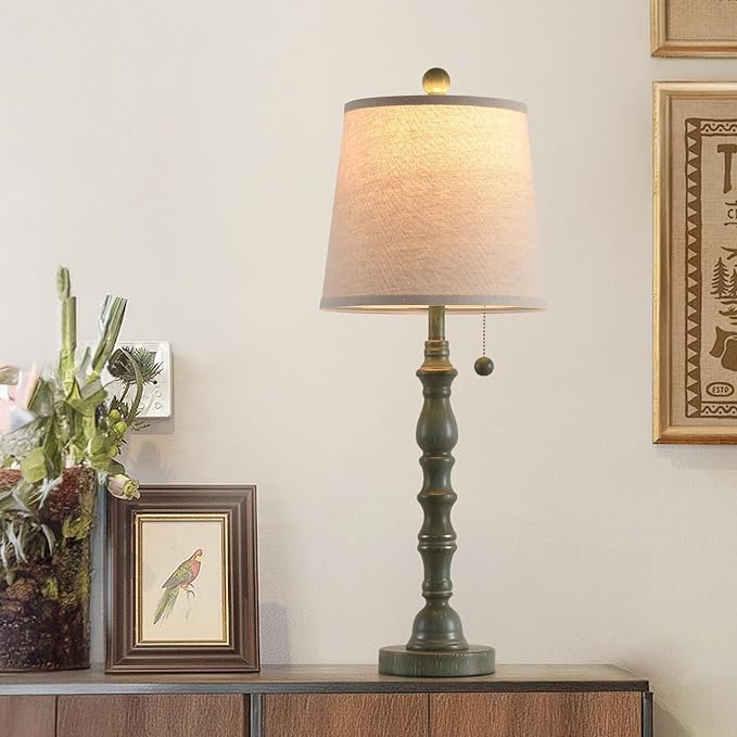 Lamps Set of 2 Modern Farmhouse Table Lamp Bedside Reading Lamps Living Room End Tables Set Lamps for Night Stands Bedroom Night Lamp,High 26.25 Inch,Turquoise,With Fabric Lamp Shade,Bulb Not Included