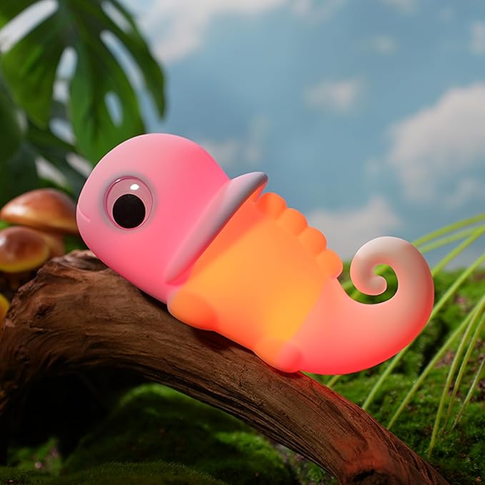 Night Light for Kids, Cute Soft Silicone Chameleon Lamp, Dimmable Timer Nursery Portable Kawaii Lamps, Bedside Lamp for Baby Toddler Adult(Chameleon - Purple)