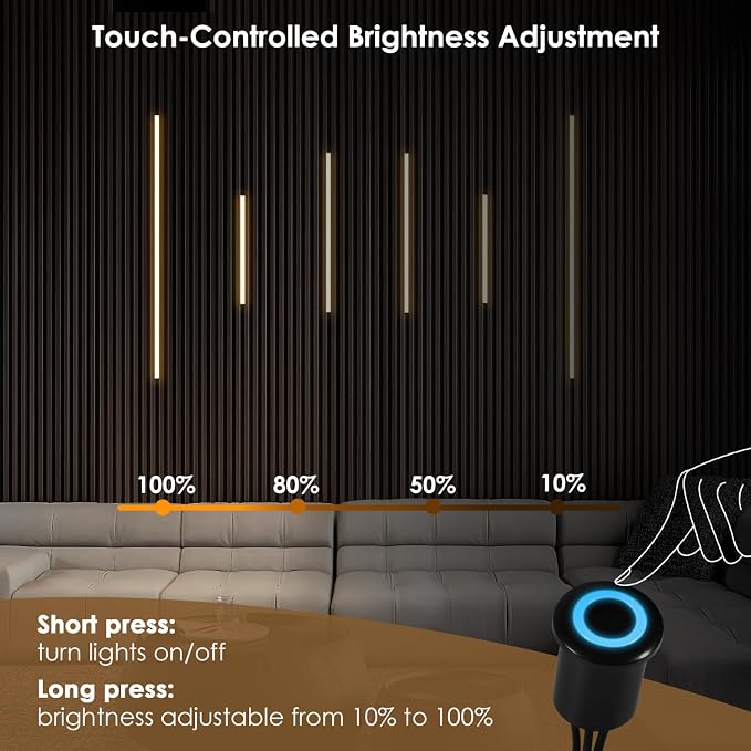 Slat Wall Lights for Wood Panel-6PCS LED Recessed Lighting Kit | White Light Cover Adhesive Silver LED Strip Light for Interior Wood Slat Wall,Dimmable &Touch 3000K Wall Panel Light