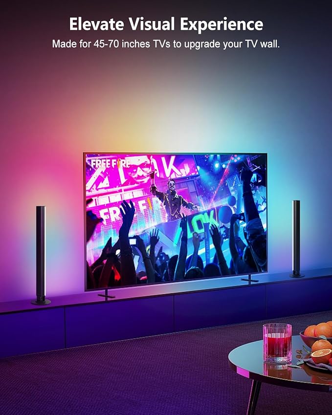 Smart RGB+IC LED Light Bar for Room, 16-Inch TV LED Backlight with Music Sync, Gaming Ambient Lighting Compatible with Alexa and Google Assistant, Sturdy Aluminum Light Bars