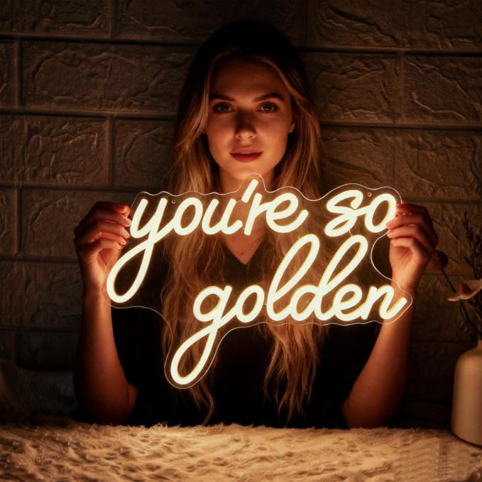 You're So Golden Neon Sign Dimmable LED Neon Light for Bedroom Wall Decor | USB Powered Warm White Neon Sign for Teen Girl Dorm, Vanity, Apartment, Wedding & Birthday Party Decor Gift for Women