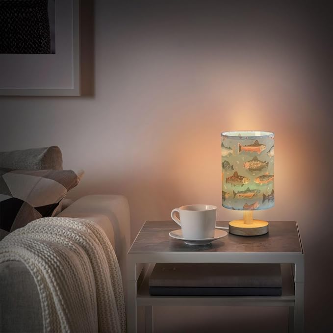 Cartoon Fish LED Bedside Table Lamp with USB Port, Warm Night Light for Bedroom, Modern Nightstand Lamp for Reading, Study & Home Office