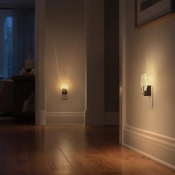 LED Night Light, Decorative Bubble Night Light Plug Into Wall | Dusk-to-Dawn Sensor, Dimmable Nightlights for Bathroom Hallway, Bedroom,Kids Room,Stairway, Soft White