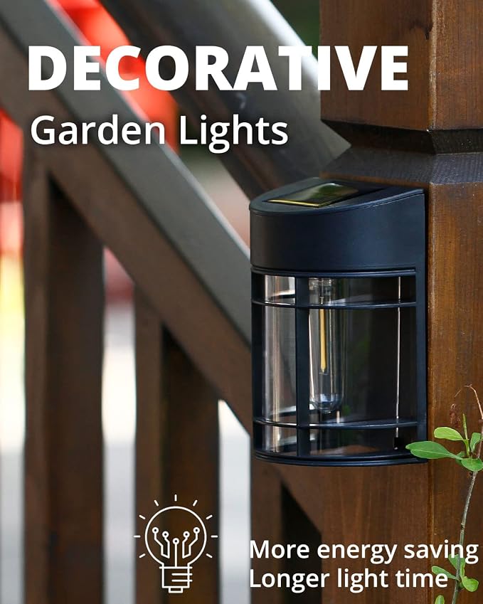 Solar Fence Lights, Upgrade Solar Deck Lights, Waterproof Solar Outdoor Lights for Wall Yard Post,Steps, Easy-to-Install
