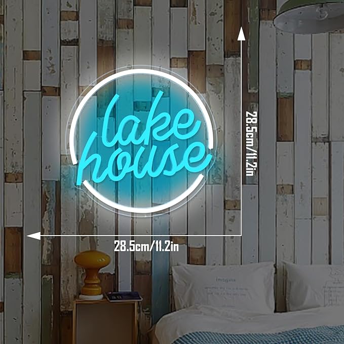 Lake House Neon Sign Dimmable LED Neon Light for Lake House Decor Lake Life Light up Signs Led Neon Signs for Lakeside Holiday Wall Decor