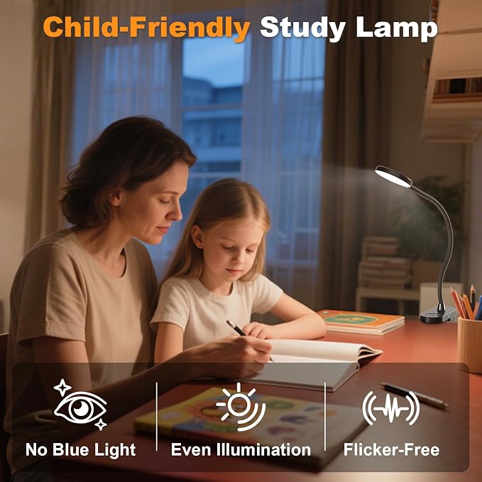 Rechargeable Clip on Light for Bed, 61 LED Cordless Reading Lamp with 3 Color Modes & 10 Brightness Levels, Portable and Flexible Book Light Clamp on Office Desk Bunk Bed Dorm Headboard (Black/3.5'')