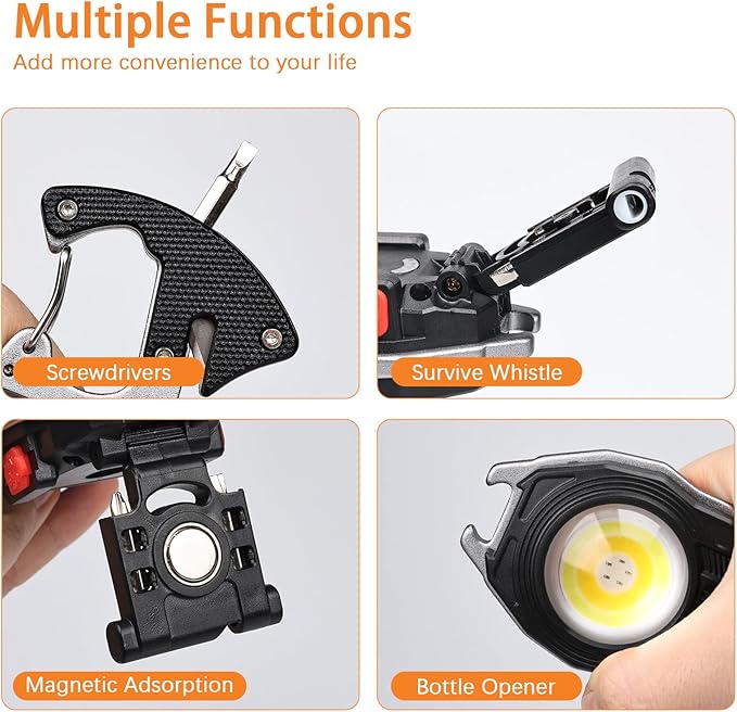 MAKDAK 4PC Keychain Flashlight Rechargeable Cob Keychain Work Light 7 Modes 1600Lumen High Lumen Flashlights for Emergencies,EDC