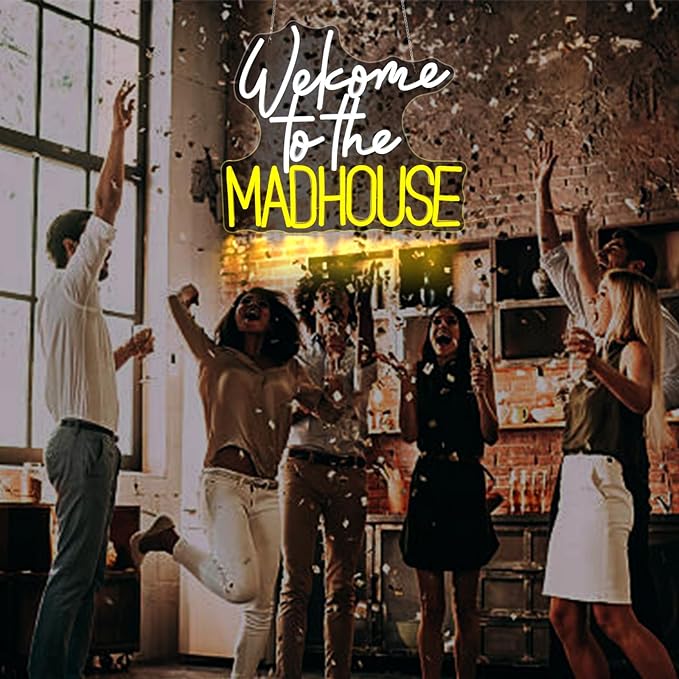 Welcome to the Madhouse Neon Sign for Wall Decor Led Neon Signs Light Up Sign Room Decor Neon Lights Sign USB Powered