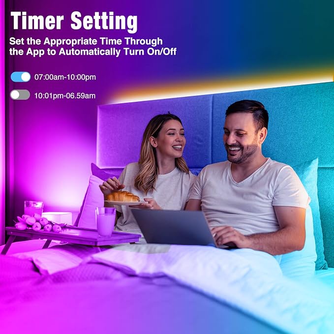 REEMEER 130ft Led Lights for Bedroom, APP Control Music Sync Color Changing Led Lights, Led Strip Lights with Remote for Room, Kitchen Party,Home Decoration