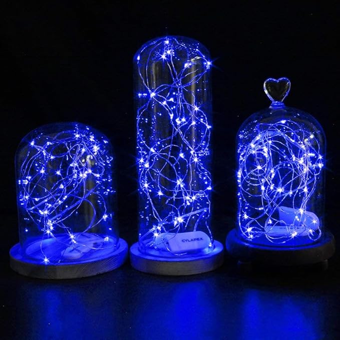 CYLAPEX 12 Pack Blue Fairy Lights String Battery Operated Fairy Lights Starry String Lights on 7ft Silvery Copper Wire DIY Christmas Decoration Costume Wedding Party Halloween Easter