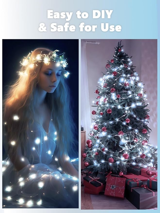 3 Pack Fairy Lights Battery Operated with Remote 120 LED 40 FT Cool White | Twinkle String Lights with 8 Modes Timer and IP44 Waterproof for Indoor Outdoor Christmas Party Fireplace Bedroom DIY Decor
