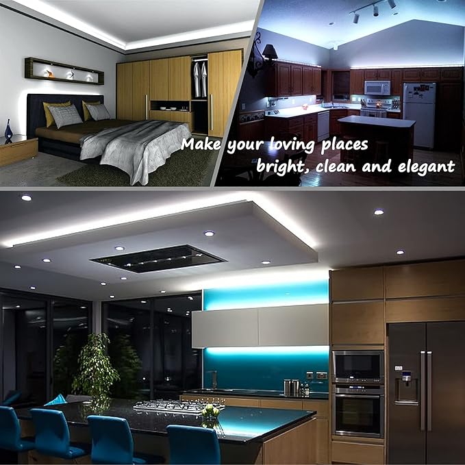 33ft LED Flat Flexible Strip Lights, Daylight White, Indoor/Outdoor, 150 LEDs, Waterproof, Perfect for Bedroom, Party, Garden, Backyard, Christmas