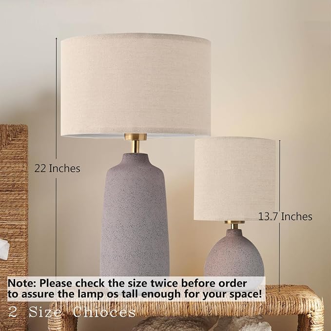 BrightWe Earth Brown Ceramic Table Lamp Set of 2 Tall 22in Lamps for Living Room End Table Bedroom Farmhouse Rustic Lamp Set Bedside Nightstand Lamps Set of Two Side Table Lamps, 22IN