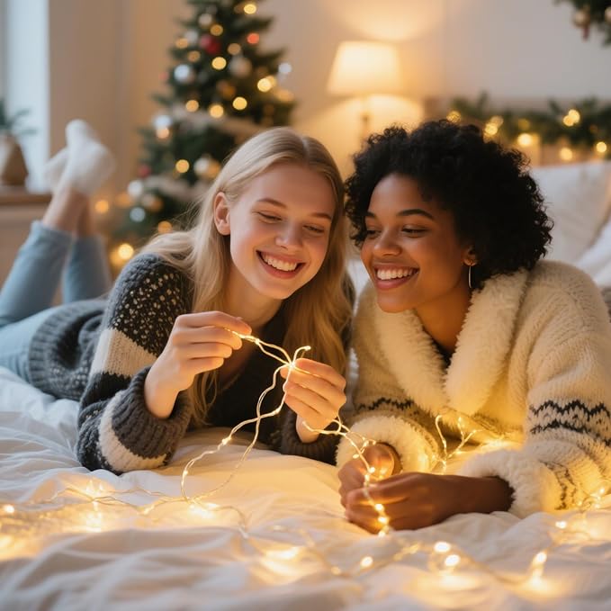 LitHome 2 Pack Fairy Lights Battery Operated, Each 20 FT 60 LED Warm White | Twinkle Lights Battery Operated 2 Modes, Waterproof Fairy String Light for Classroom Indoor Bedroom Christmas Wedding Decor