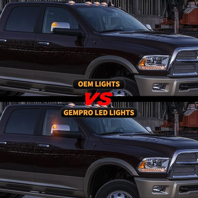 Gempro Led Side Mirror Turn Signal Light for 2010-2018 Dodge Ram 1500 2500 3500 4500 5500 Tow Mirror Lamp Smoked Len 68302828AA 68302829AA, 2PCS