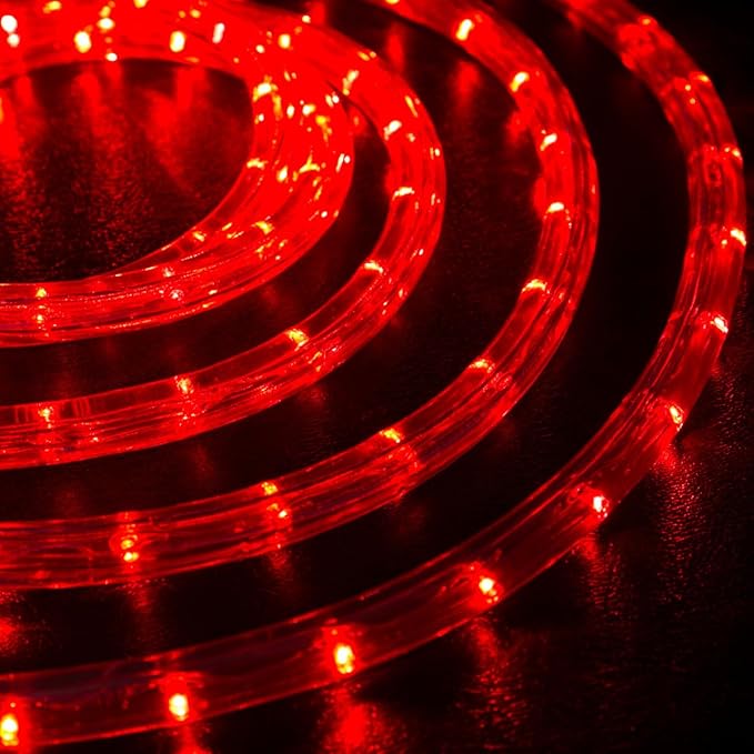 WYZworks 3312LEDs, 300ft LED Outside Rope Lights, Waterproof Permanent Outdoor ETL Certified Connectable Clear Tube, Christmas Palm Tree Holiday Decorative Landscape Patio Accent Lighting - Red