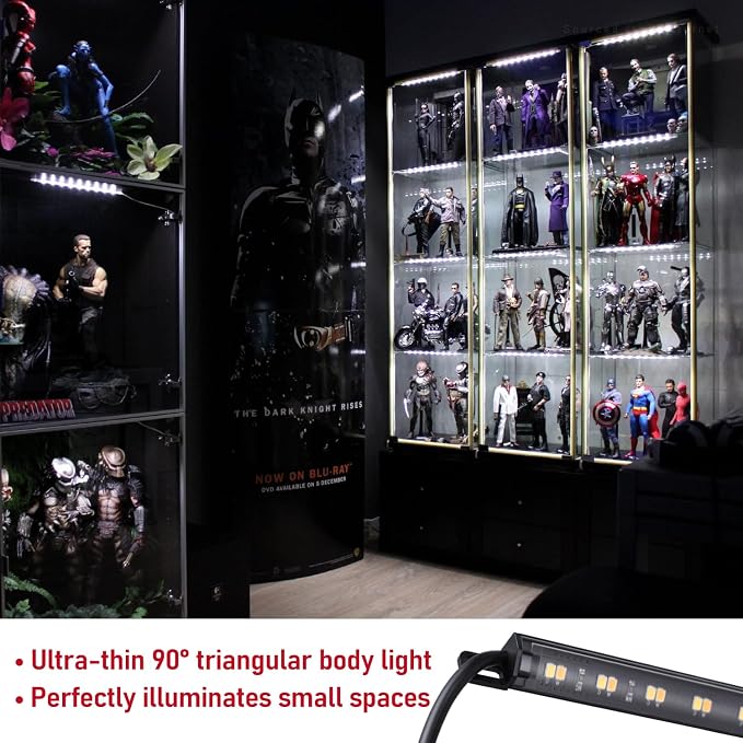 TORCHSTAR 4pcs 12 Inch LED Safe Lighting Kit, Rocker Switch, 5CCT | Dimmable, UL Power Adapter, Input 100-240V, Linkable Gun Safe Light Bars, 600LM, for Under Cabinet Locker Closet Showcase