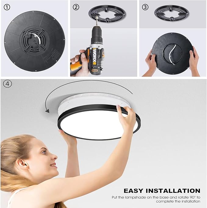 12Pack-12 Inch 3200LM Flush Mount LED Ceiling Lights,Black 28W Slim Ceiling Light Fixture Round Day White 6000K Thin Round Flat Ceiling Light 120V Surface LED Ceiling Light 300W Equivalent