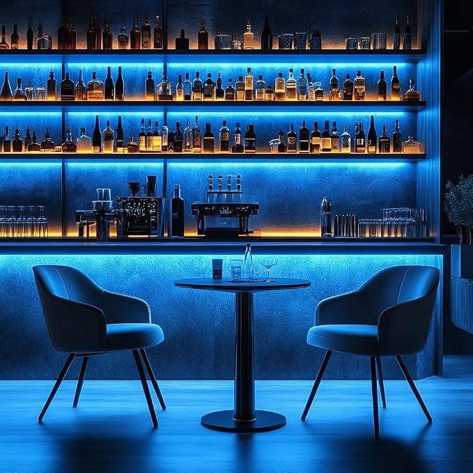 LED Strip Lights 24V COB, ICE Blue, Dimmable led Lighting16.4ft (Kit) | Dotless High Density, 7.2W/m, 8mm Width, Cuttable Flexible for Home DIY Commercial decoration projects