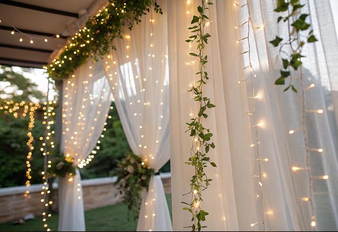 Solhice LED Curtain Lights Outdoor 20ft x10ft, 600 LED Plug in Hanging String Lights Indoor Bedroom, Twinkle Light Backdrop for Outside Wedding Decor, Warm White (Not Connectable)