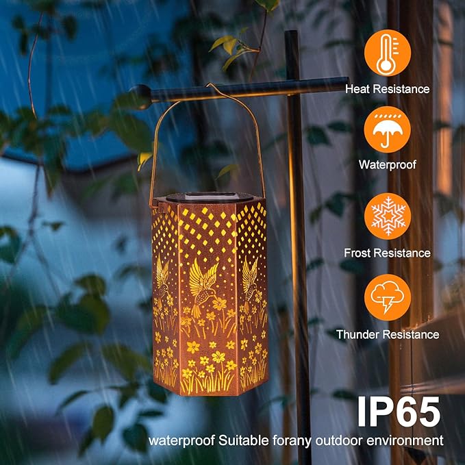Eandisom Birthday Gifts for Women, 4 Pack Solar Lanterns Outdoor Waterproof | Hummingbird Hanging Solar Lights Outside for Yard, Patio, Garden Decor, Mothers Day Gifts for Mom Grandma