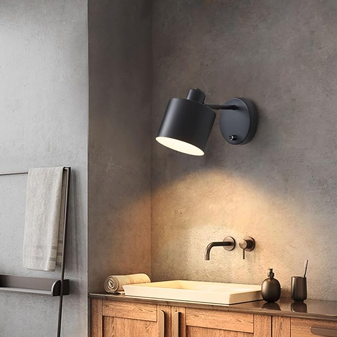 Lightess Black Farmhouse Hardwired Wall Sconce with Dimmer Switch Set of 2 | Dimmable Switch Wall Lights Industrial Rustic Housing, Hardwired Mount Works Great For Bedroom Hallway Living Room Indoor