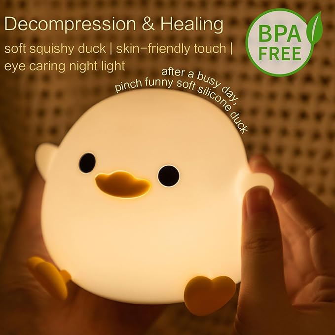 Cute Duck Night Light, Dodo Duck Cute Lamp, Bean Shape, Kids Squishy Ducky Stuff, Silicone Dimmable Baby Nursery Touch Nightlight, Boy Girls College White Elephant Gifts, Home Décor Things