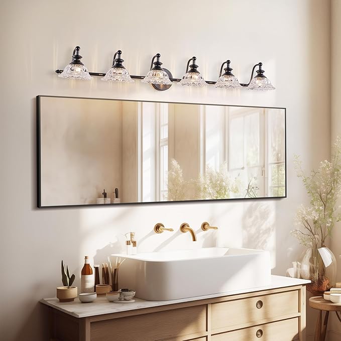 45" Bathroom Light 6 Light Black Vanity Light Farmhouse Vanity Lights Vanity Lighting Fixtures (Exclude G9 Bulb)