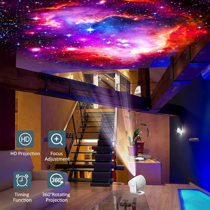 Planetarium Star Projector,Galaxy Projector for Bedroom,Ultra Clear Galaxy Night Light with 4K Replaceable 13 Galaxy Discs 360 Degree Rotation Real Sky Light for Kids Room Birthday Valentines Gift
