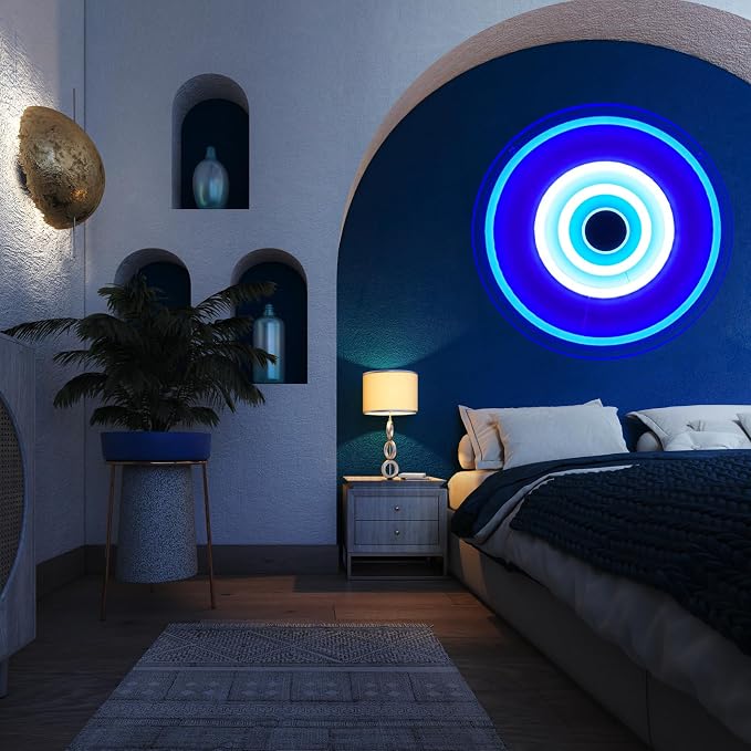 Protection Neon Sign Evil Eye Sign Greece Led Sign Light Dimmable LED Man Cave Bar Garage Wall Lights for Bedroom Windows Glass Pub Cafe Birthday Party Gifts