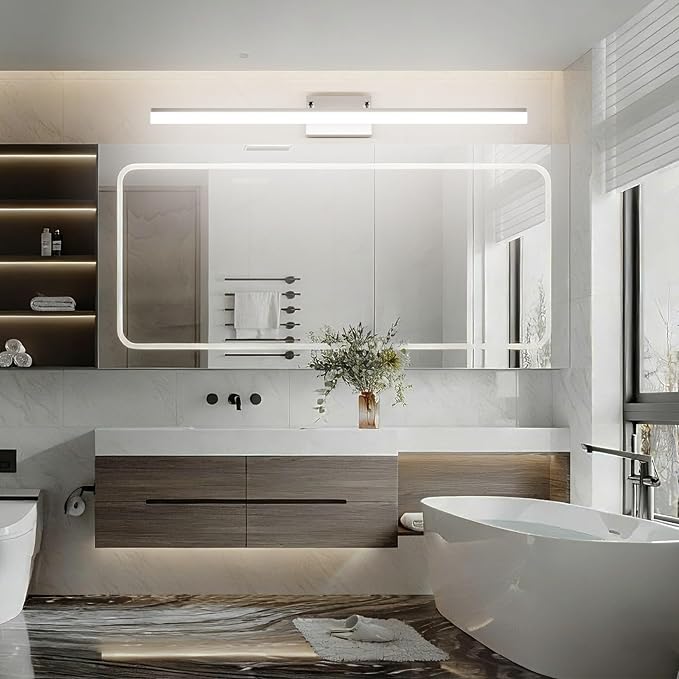 Aipsun 40 inch Modern Brushed Nickel Vanity Light Adjustable LED Bathroom Light Fixtures Over Mirror Rotatable Vanity Lighting 5500K