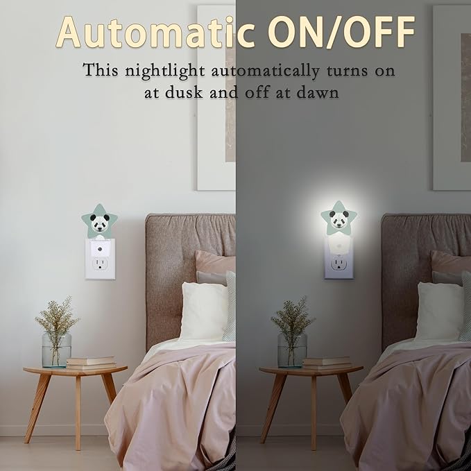 Cute Panda Plug-in Night Light with Dusk-to-Dawn Sensor for Bedroom,Bathroom and Living Room Sleep Friendly lamp for Women/Girls/Boys Gift,0.5W