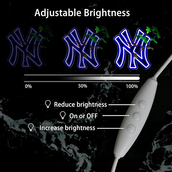 AHlove YANKEES Neon Signs for Wall Decor，Baseball Team Neon Lights for Bedroom，LED Signs Suitable for Man Cave、Dormitory、Games Room、Bar，Gifts for Teen Boys