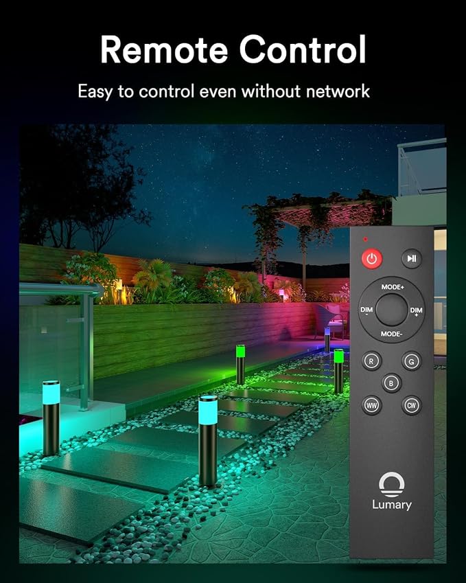 Lumary Smart Low Voltage Pathway Lights 2100LM 6 Pack, IP65 Waterproof, 24V | RGBAI/Cool/Warm light, Timer, 50+ Scenes, Custom Schedules, Works with Alexa/Google Home, Garden/Driveway/Landscape Lighting